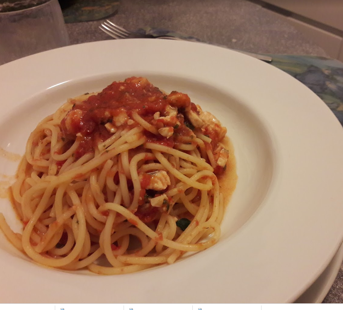 spaghetti con sugo di gallinella